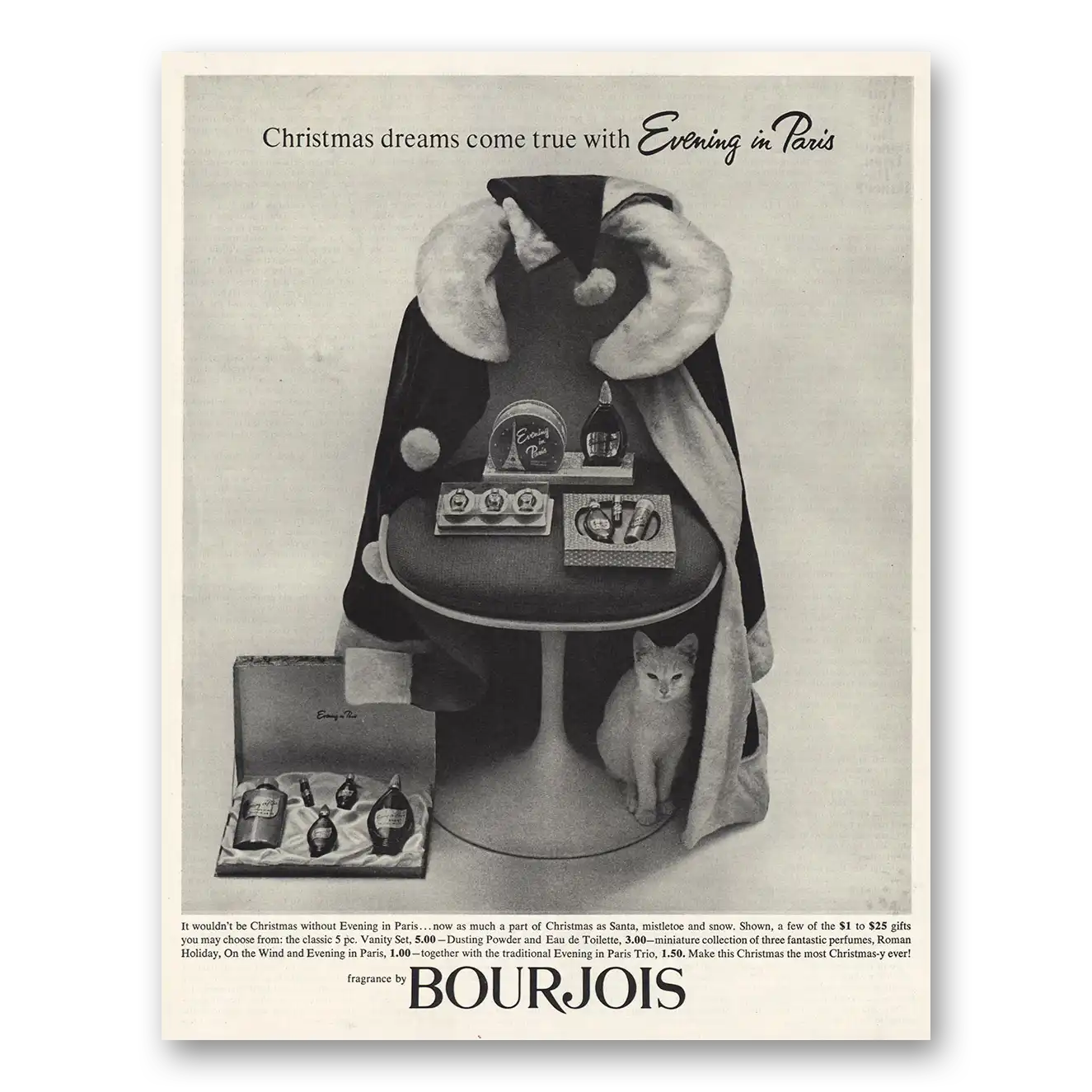 1961 Evening In Paris Perfume Print Ad | Christmas Dreams