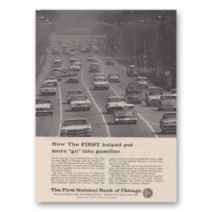 1961 First National Bank of Chicago Print Ad | More Go Gasoline