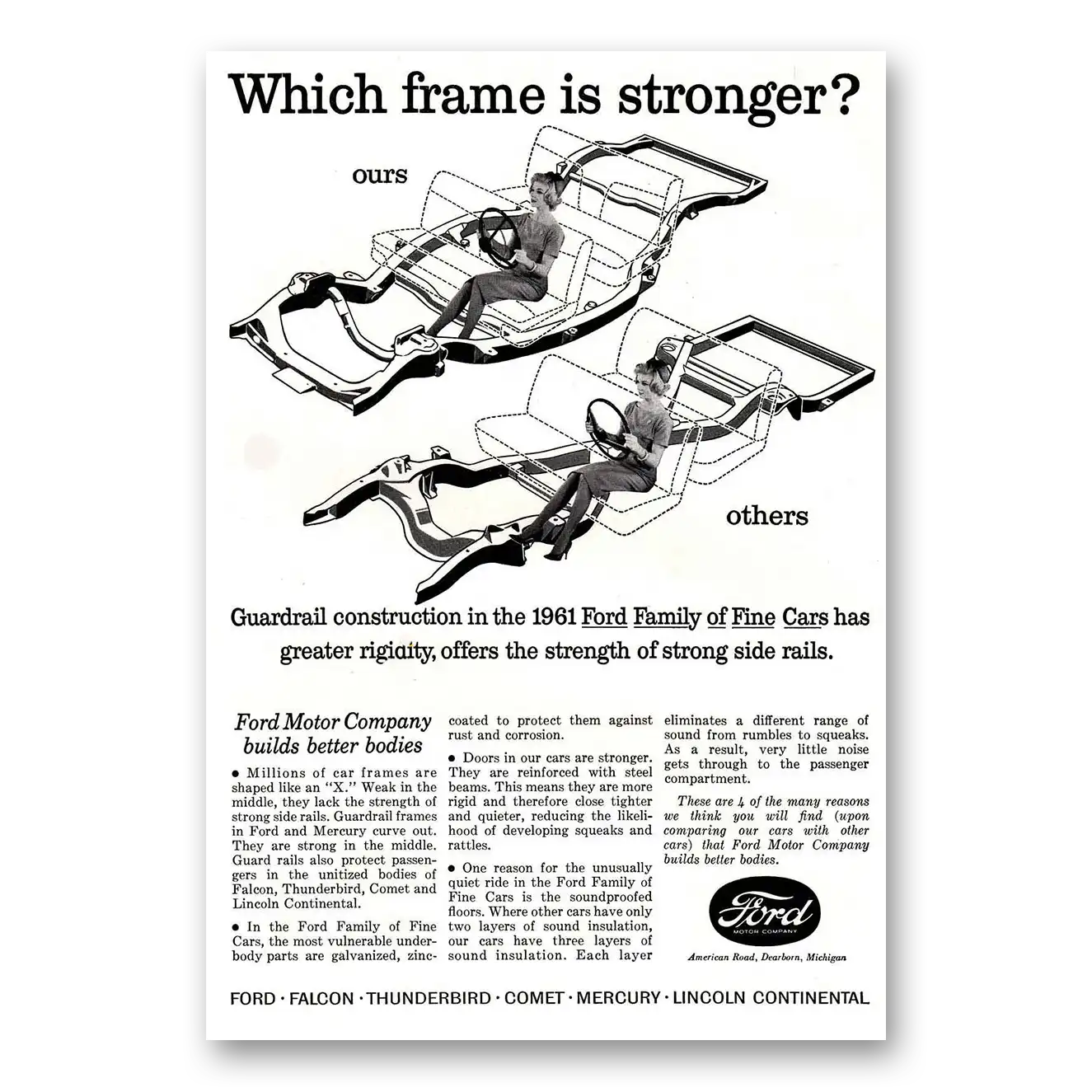 1961 Ford Motor Company Print Ad | Frame Stronger