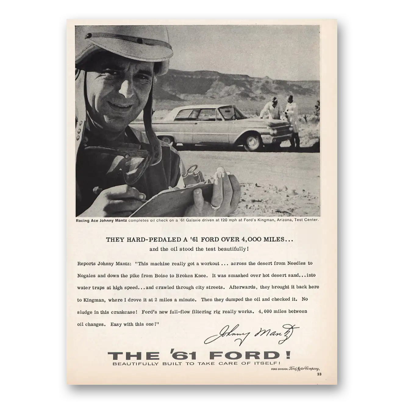1961 Ford Galaxie Print Ad | Johnny Mantz