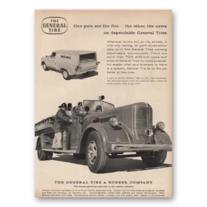 1961 General Tire Print Ad | Puts Out Fire