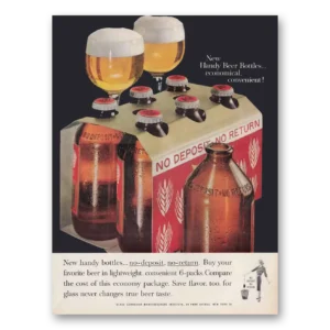 1961 Glass Container Print Ad | Handy Beer Bottles