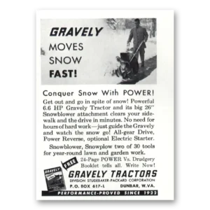 1961 Gravely Snowblowers Print Ad | Tractors Moves Snow Fast