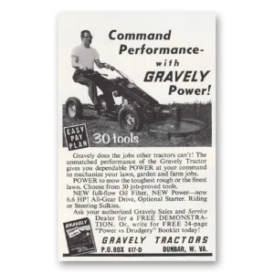 1961 Gravely Mowers Print Ad | Command Performance