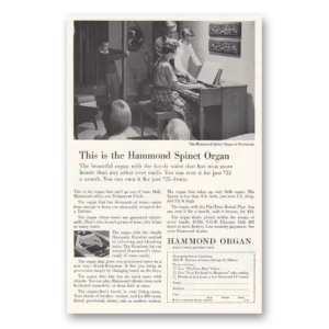 1961 Hammond Organ Print Ad | Spinet Organ