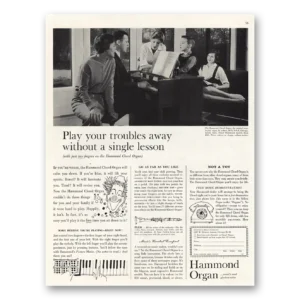 1961 Hammond Organ Print Ad | Troubles Away