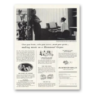 1961 Hammond Organ Print Ad | Clear Brain Calm Nerves