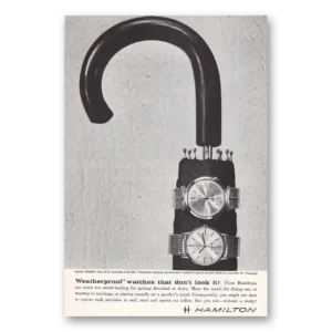 1961 Hamilton Watch Print Ad | Weatherproof