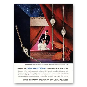 1961 Hamilton Watch Print Ad | Diamond Watch