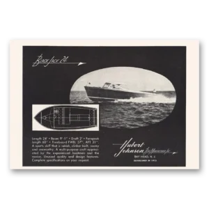 1961 Hubert Johnson Boat Print Ad | Black Jack 24