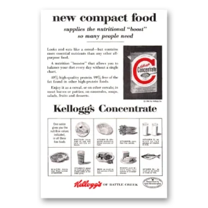 1961 Kelloggs Concentrate Cereal Print Ad | Compact Food