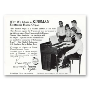 1961 Kinsman Home Organs Print Ad | Electronic