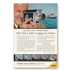 1961 Kodak Movie Camera Print Ad | Push Button