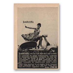 1961 Lambretta Motor Scooter Print Ad | Italian Craftsmanship