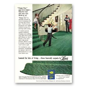 1961 Lees Carpet Print Ad | Happy Day