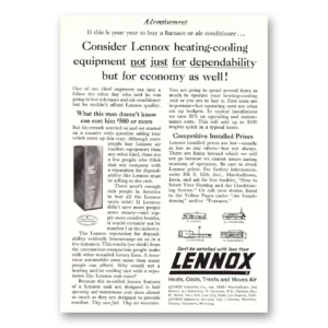 1961 Lennox Air Conditioning and Heating Print Ad | Heating Cooling