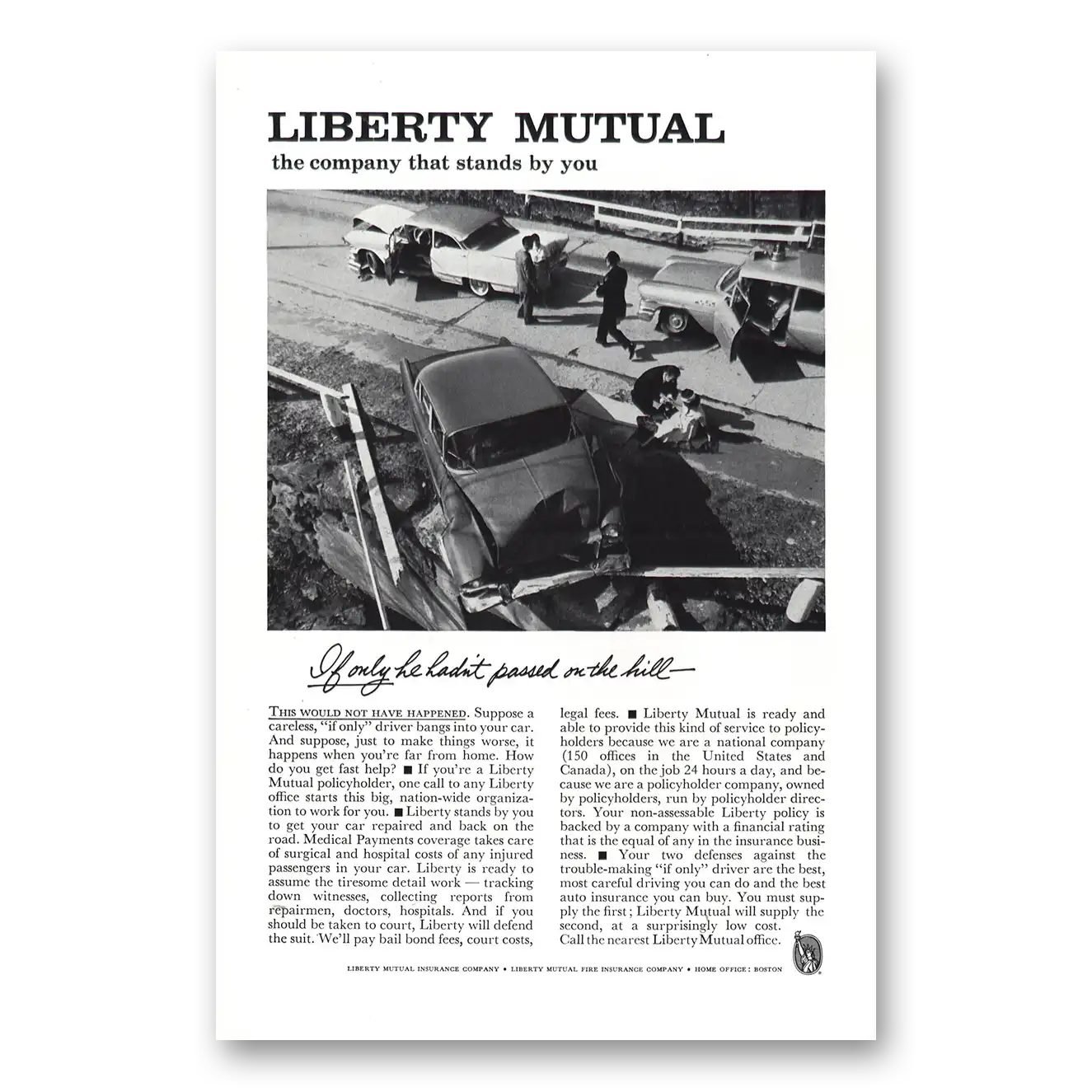 1961 Liberty Mutual Insurance Print Ad | Tailgating