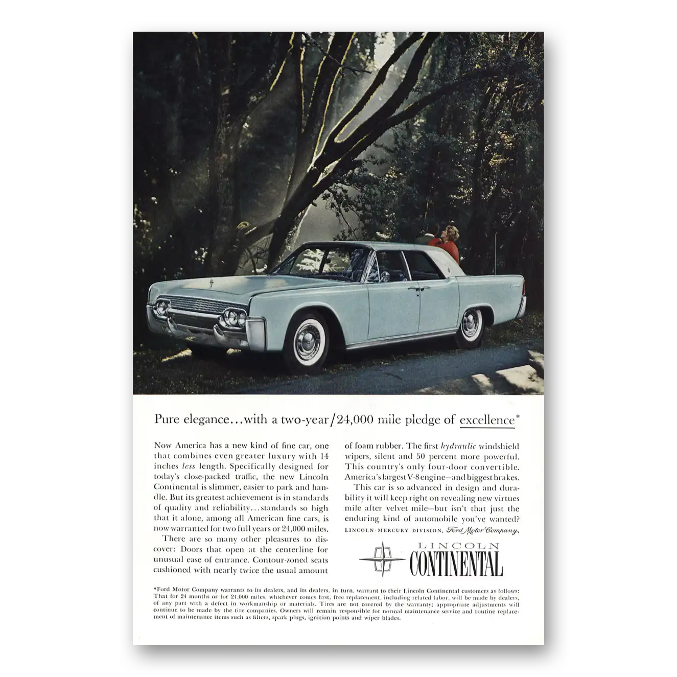 1961 Lincoln Continental Print Ad | Pure Elegance