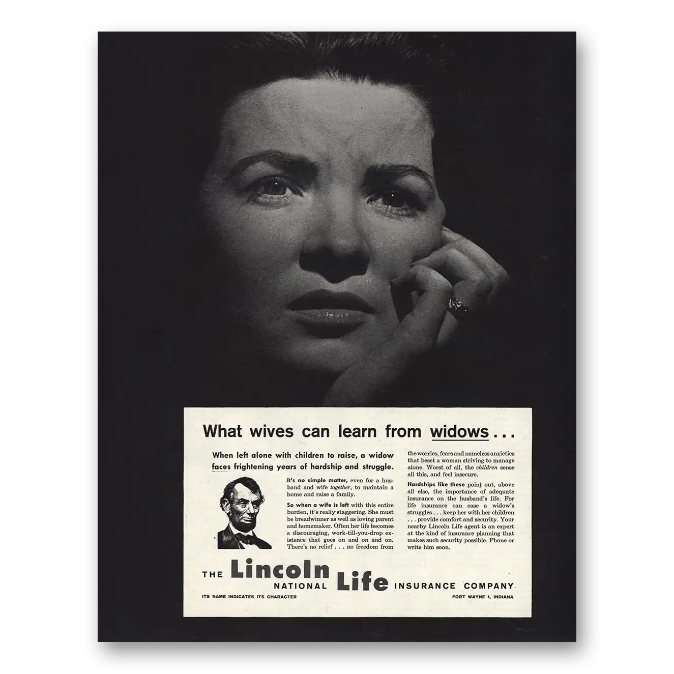1961 Lincoln National Life Insurance Print Ad | Learn Widows