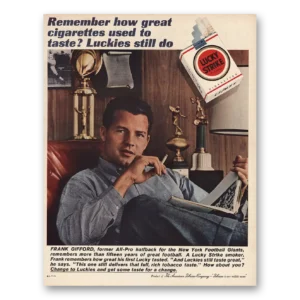 1961 Lucky Strike Cigarettes Print Ad | Frank Gifford