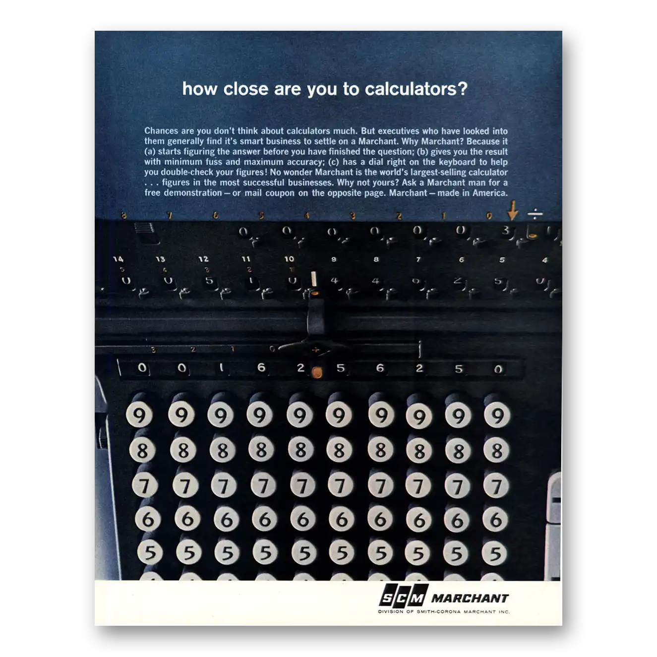 1961 Marchant Calculating Machine Print Ad | Calculators