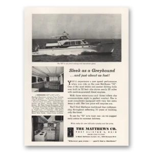 1961 Matthews Cruisers Print Ad | Sleek Greyhound