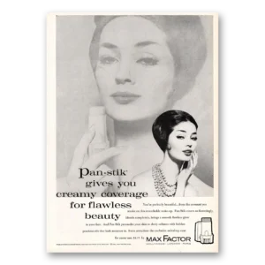 1961 Max Factor Pan Stik Print Ad | Creamy Coverage