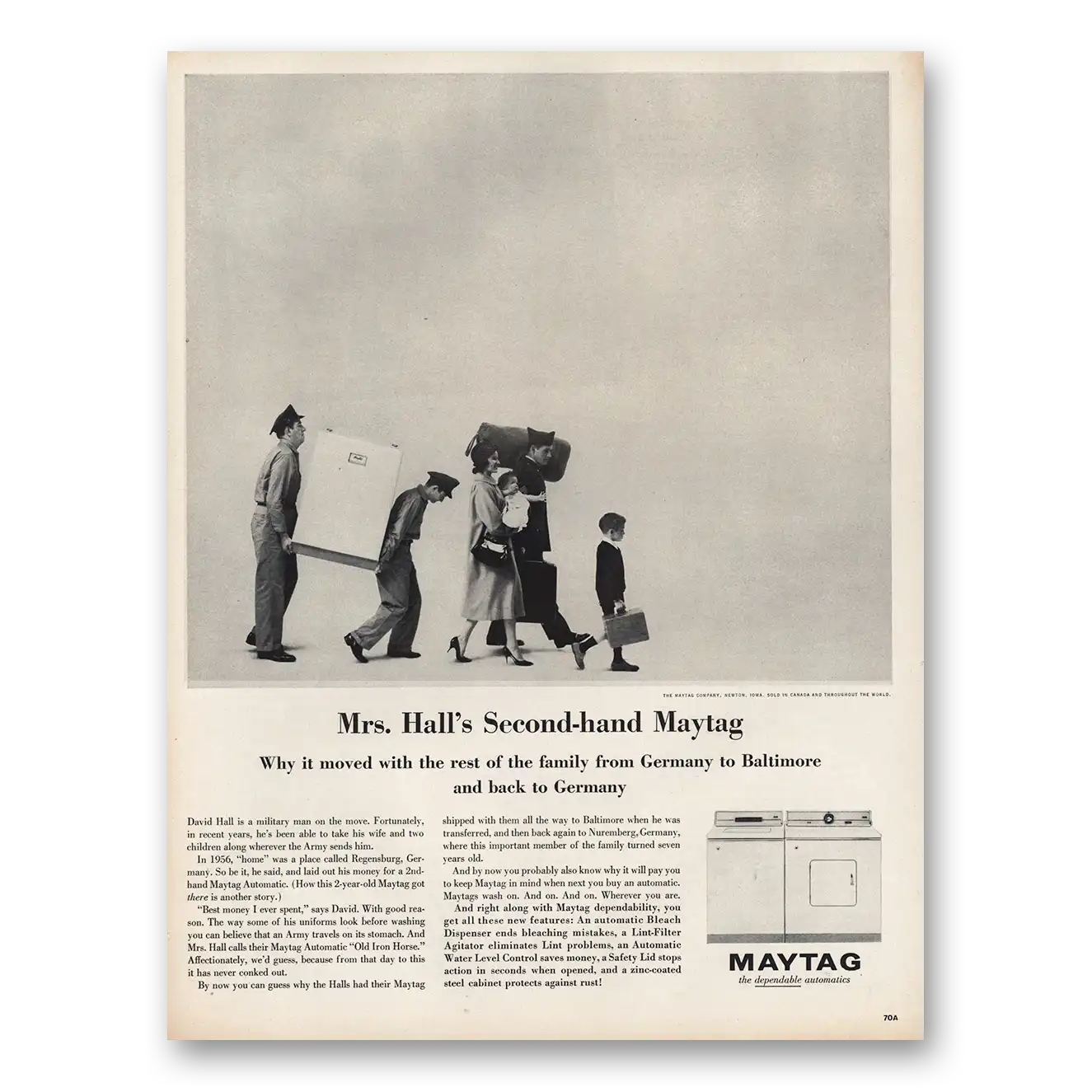 1961 Maytag Washer Dryer Print Ad | Mrs Halls