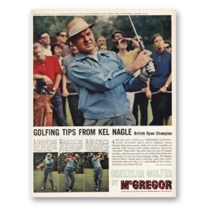 1961 McGregor Drizzler Golfer Print Ad | Kel Nagle