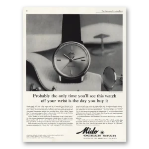 1961 Mido Watch Print Ad | Ocean Star