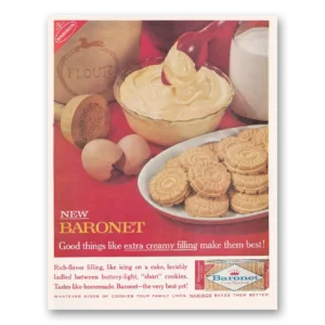 1961 Nabisco Baronet Cookies Print Ad | Creme Sandwich