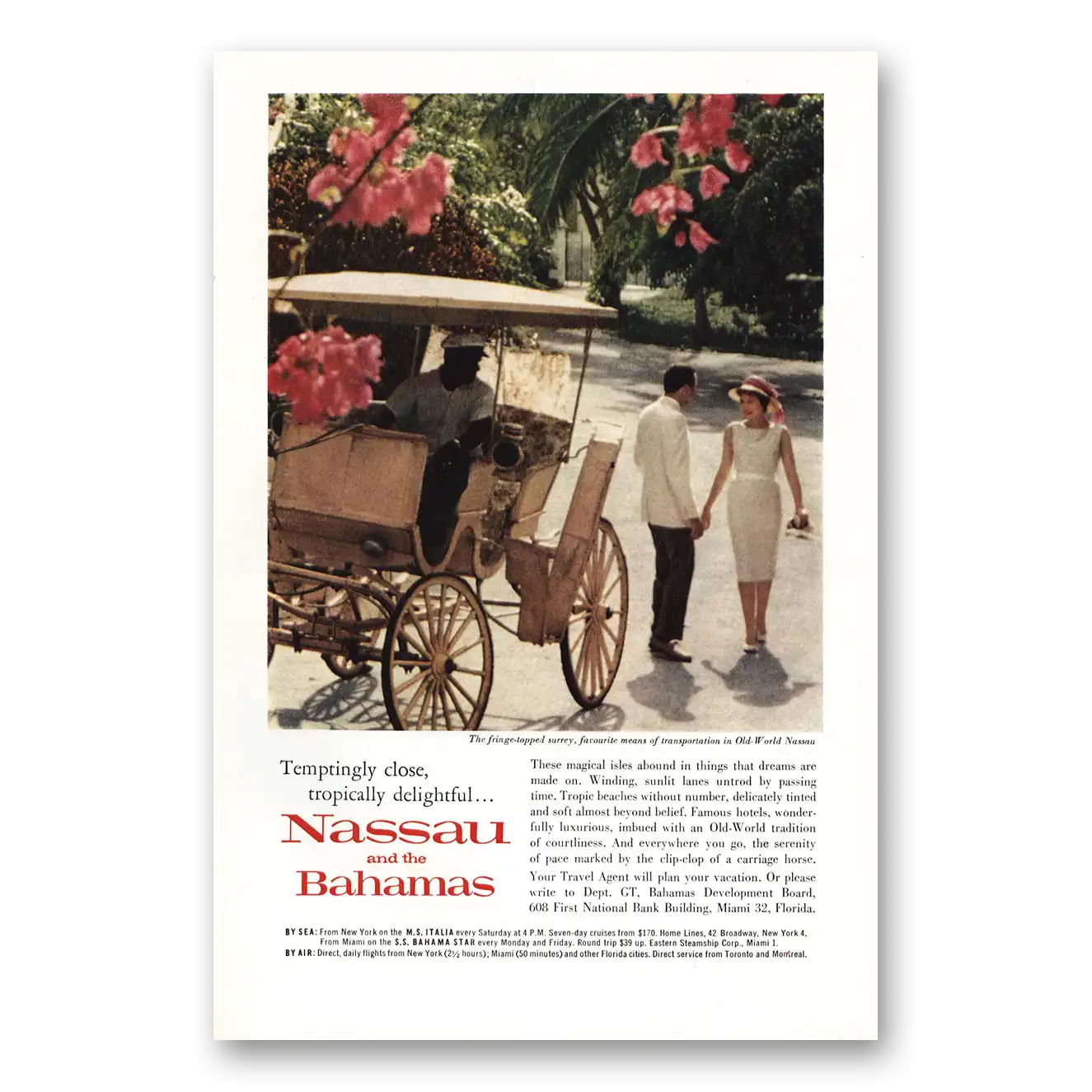 1961 Nassau Bahamas Print Ad | Fringe Surrey