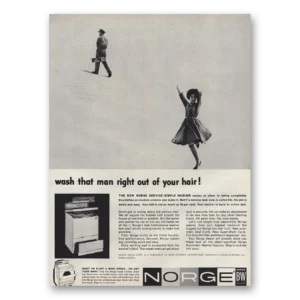 1961 Norge Washer Print Ad | Wash Man