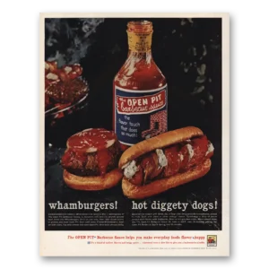 1961 Open Pit Barbecue Sauce Print Ad | Whamburgers