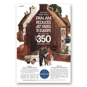 1961 Pan Am Print Ad | Air Fares