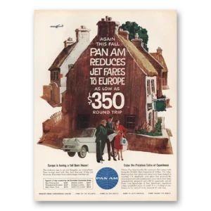 1961 Pan Am Print Ad | Jet Fares