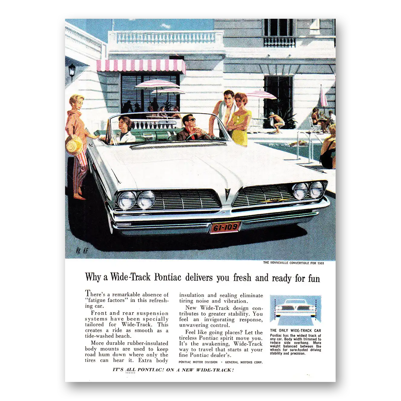 1961 Pontiac Bonneville Print Ad | Convertible Delivers