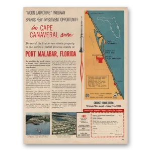 1961 Port Malabar Florida Print Ad | Moon Launching