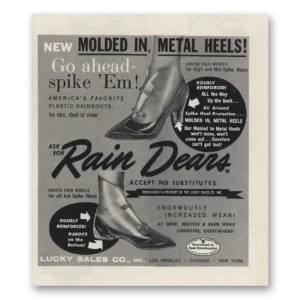 1961 Rain Dears Boots Print Ad | Spike Em