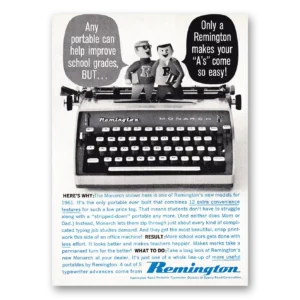 1961 Remington Typewriter Print Ad | School Grades