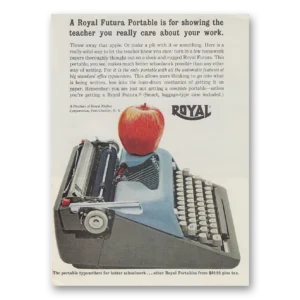 1961 Royal Futura Portable Typewriter Print Ad | Showing Teacher