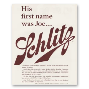 1961 Schlitz Beer Print Ad | First Name