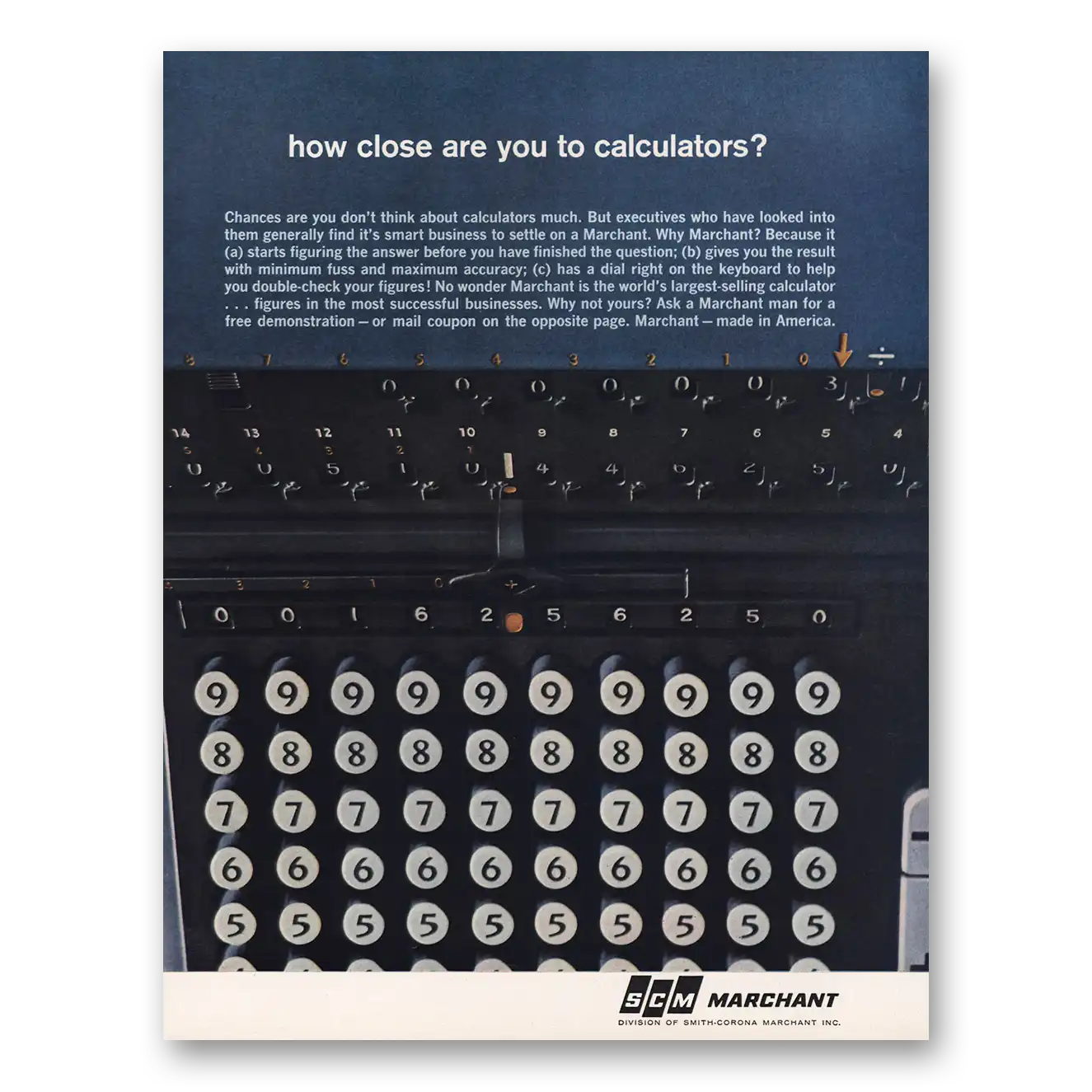 1961 Marchant Calculating Machine Print Ad | Calculators