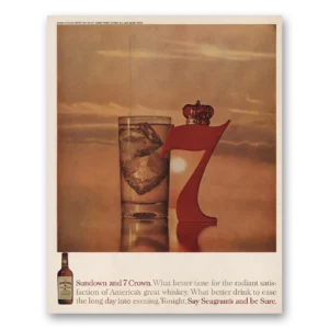 1961 Seagrams Print Ad | Sundown And 7 Crown