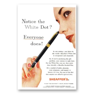 1961 Sheaffers Snorkel Pen Print Ad | Notice White Dot