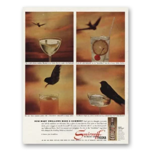 1961 Smirnoff Vodka Print Ad | Swallows