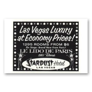 1961 Stardust Hotel Print Ad | Le Lido De Paris