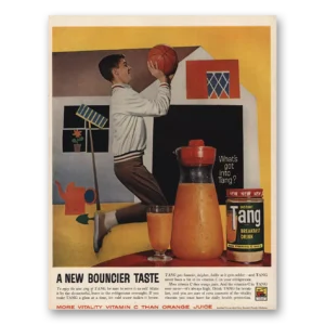 1961 Tang Breakfast Drink Print Ad | Bouncier Taste