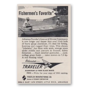 1961 River Fisherman Boat Print Ad | Fishermens Favorite