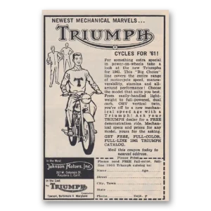 1961 Triumph Motorcycle Print Ad | Mechanical Marvels
